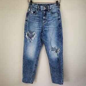 American Eagle Curvy Ripped Distressed Mom Jeans sz 2